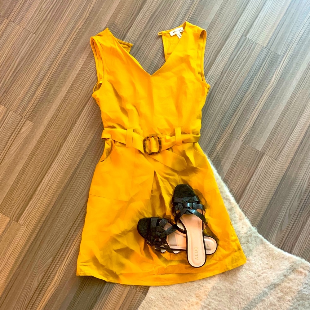 Mustard yellow belted sun dress